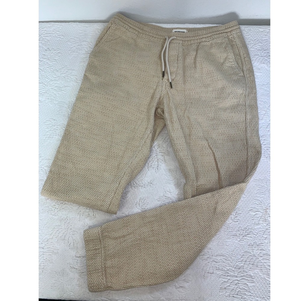 Taylor Stitch Apres Pants Natural Sashiko Mens Large Tan Textured Drawstring